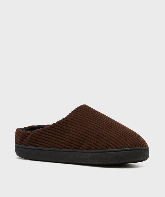 Chaussons mules en velours côtelé à doublure fourrée homme vue2 - GEMO(HOMWR HOM) - GEMO