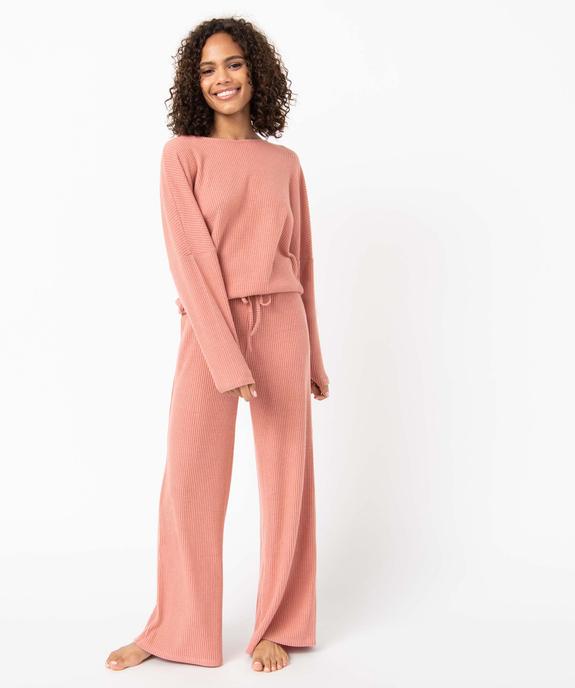 Bas de pyjama large en maille côtelée extra douce femme vue5 - GEMO 4G FEMME - GEMO
