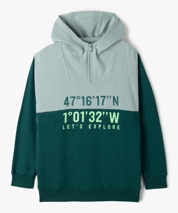 Sweat garçon en molleton avec col zippé et capuche vue1 - GEMO (JUNIOR) - GEMO