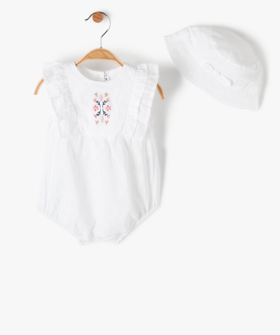 Ensemble bébé fille 2 pièces - Barboteuse et chapeau vue1 - GEMO(BB COUCHE) - GEMO