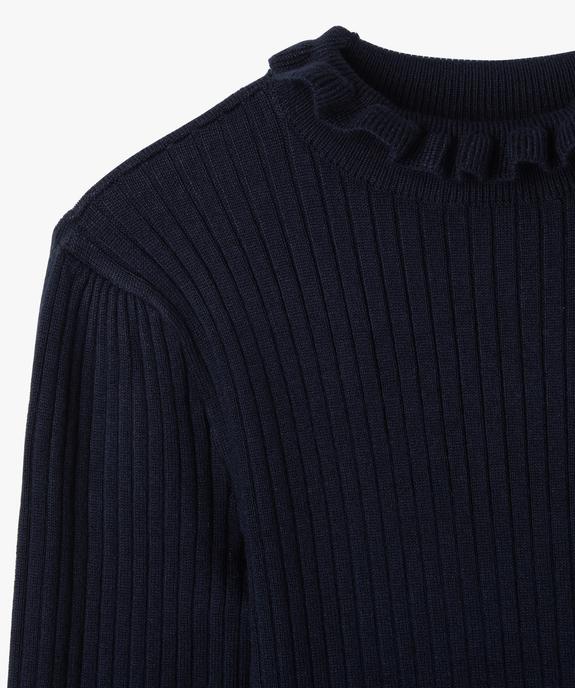 Pull en maille côtelée avec col montant froncé fille vue3 - GEMO (ENFANT) - GEMO