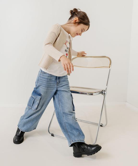 Gilet en maille côtelée pailletée fille vue2 - GEMO (ENFANT) - GEMO