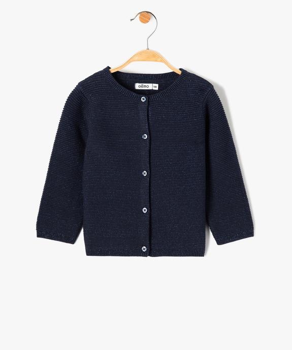 Gilet bébé fille à col rond en maille pailletée vue1 - GEMO(BEBE DEBT) - GEMO