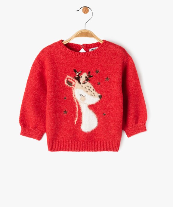 Pull à motif spécial Noël bébé fille vue1 - GEMO(BEBE DEBT) - GEMO