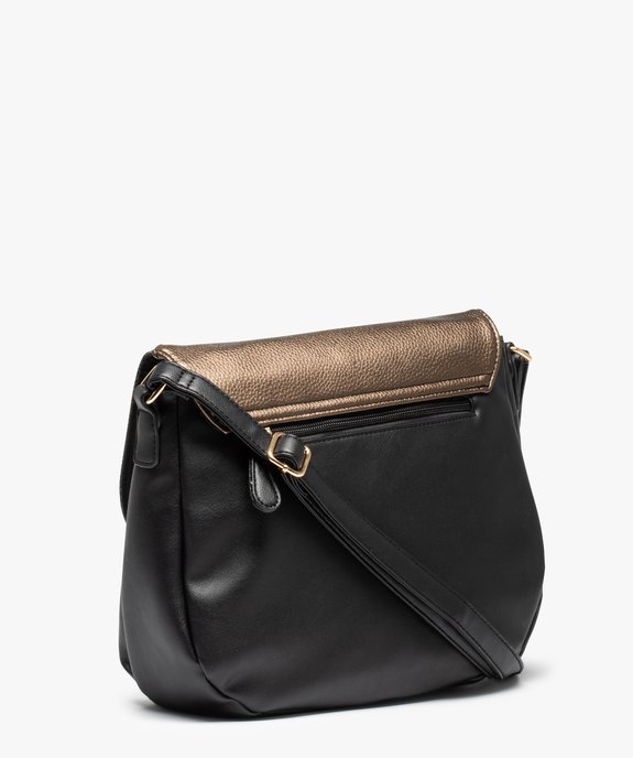 Sac femme besace avec rabat multimatière et pompon vue2 - GEMO (ACCESS) - GEMO