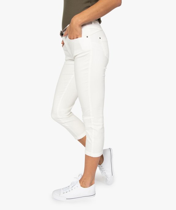 Pantacourt femme en stretch uni avec ceinture tressée vue1 - GEMO(FEMME PAP) - GEMO