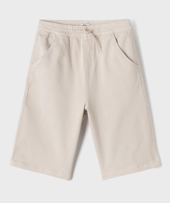 Bermuda skater en coton extensible au coloris unique garçon vue1 - GEMO (JUNIOR) - GEMO