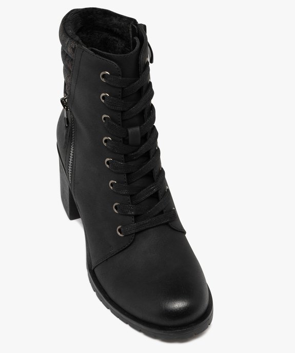 Boots femme à talon avec col matelassé et pailleté à motifs vue5 - GEMO(URBAIN) - GEMO