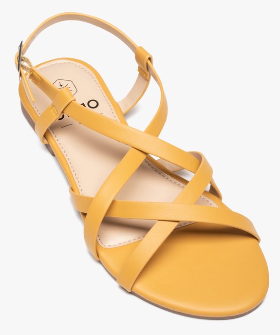 Sandales femme unies à talon plat et fines brides croisées vue5 - GEMO (CASUAL) - GEMO
