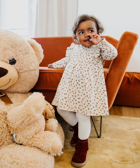 Robe manches longues en maille stretch imprimé bébé fille vue5 - GEMO(BEBE DEBT) - GEMO