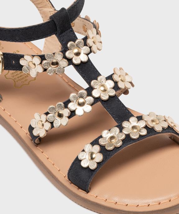 Sandales spartiates en cuir suédé et fleurs dorées fille - Lovely Wings vue6 - LOVELY WINGS GEMO FOR GOOD - GEMO