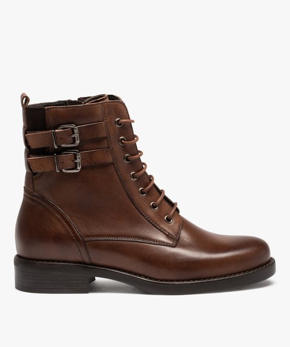 Bottines femme plates dessus cuir façon godillot – Tanéo vue2 - TANEO - GEMO