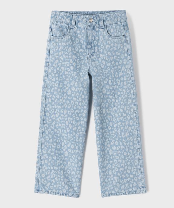 Jean straight à taille réglable en denim à motifs fille vue2 - GEMO (ENFANT) - GEMO