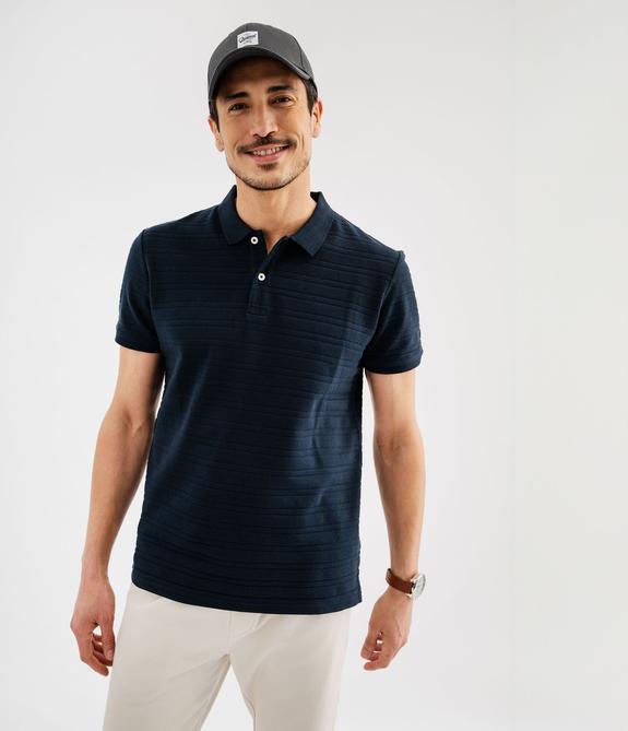 Polo manches courtes à rayures texturées homme vue1 - GEMO (HOMME) - GEMO