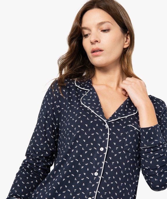 Pyjama deux pièces femme : chemise et pantalon vue2 - GEMO 4G FEMME - GEMO