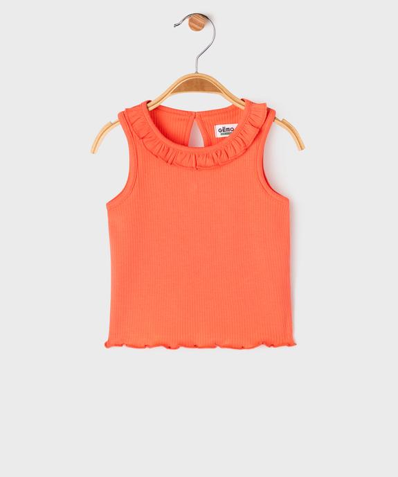 Débardeur avec volant sur le col et finitions froncées bébé fille vue1 - GEMO 4G BEBE - GEMO