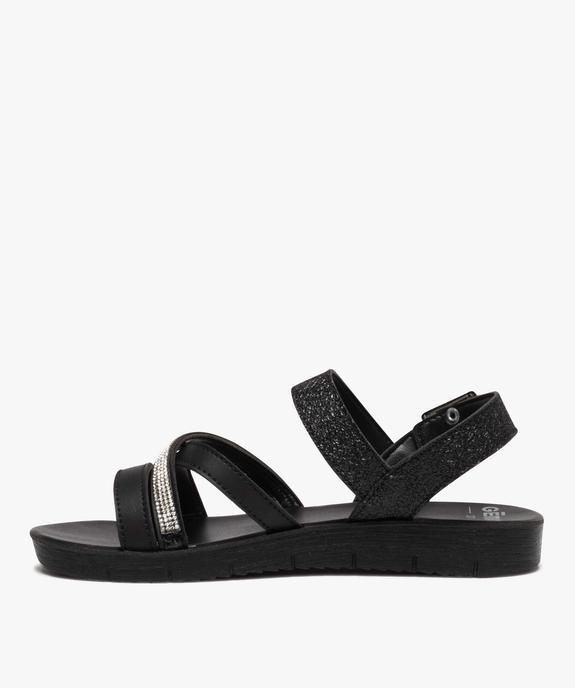 Sandales femme unies à talon plat et à brides contrastées vue3 - GEMO (CASUAL) - GEMO