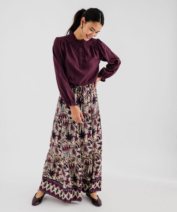 Jupe longue à motifs fleuris et volants femme vue1 - GEMO(FEMME PAP) - GEMO