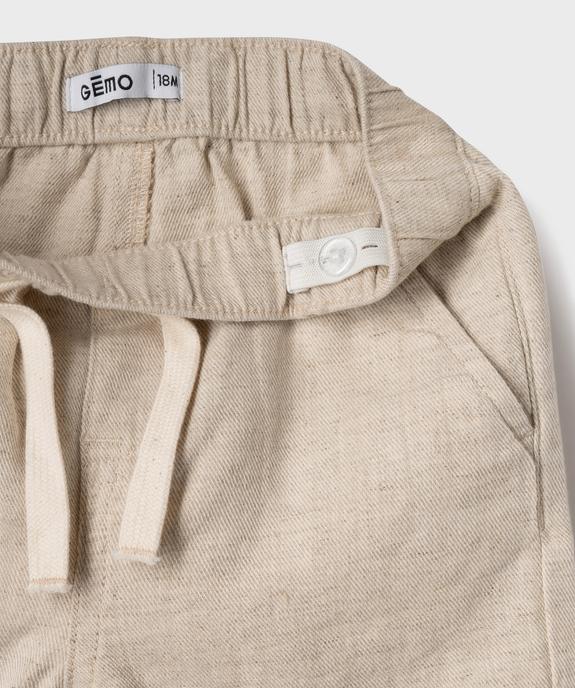 Short en coton et lin avec ceinture ajustable bébé garçon vue2 - GEMO(BEBE DEBT) - GEMO