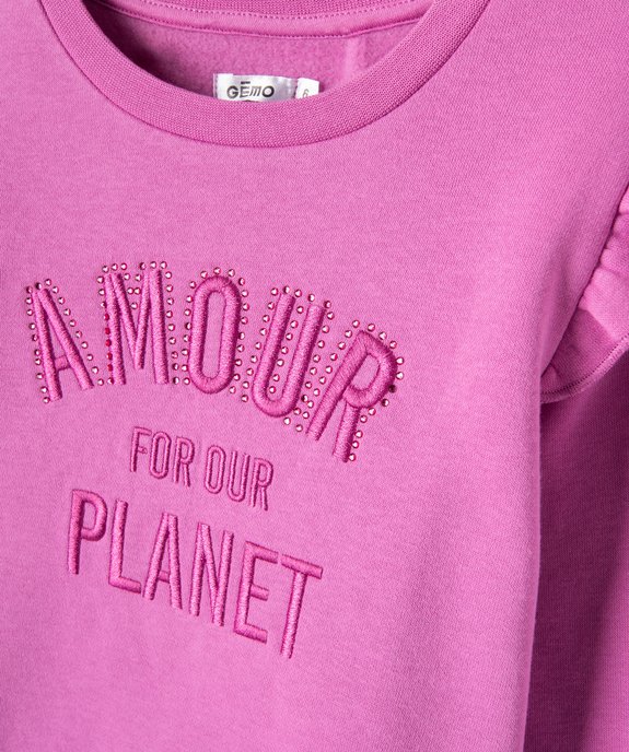 Sweat à volants aux épaules et motif brodé fille vue2 - GEMO 4G FILLE - GEMO