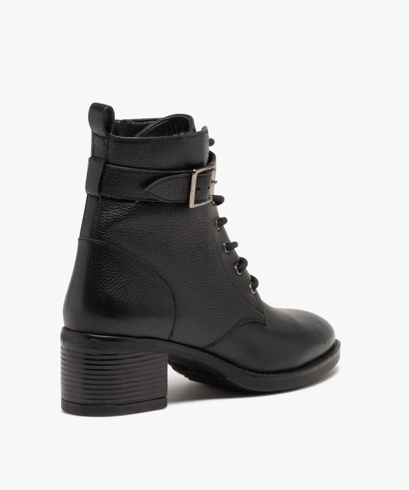 Bottines femme à talon en cuir grainé uni - Taneo  vue4 - TANEO - GEMO