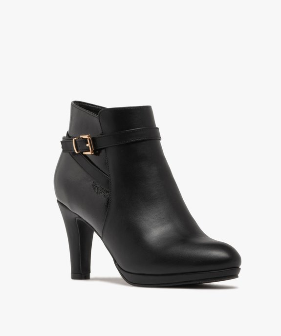 Bottines femme à talon fin avec détail vernis et à zip vue3 - GEMO(URBAIN) - GEMO