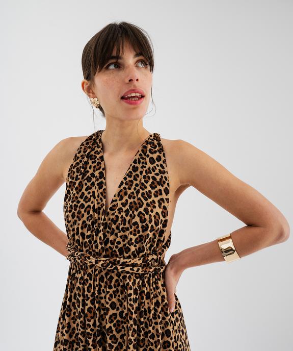 Robe longue dos-nu multi-look en viscose femme vue3 - GEMO(FEMME PAP) - GEMO