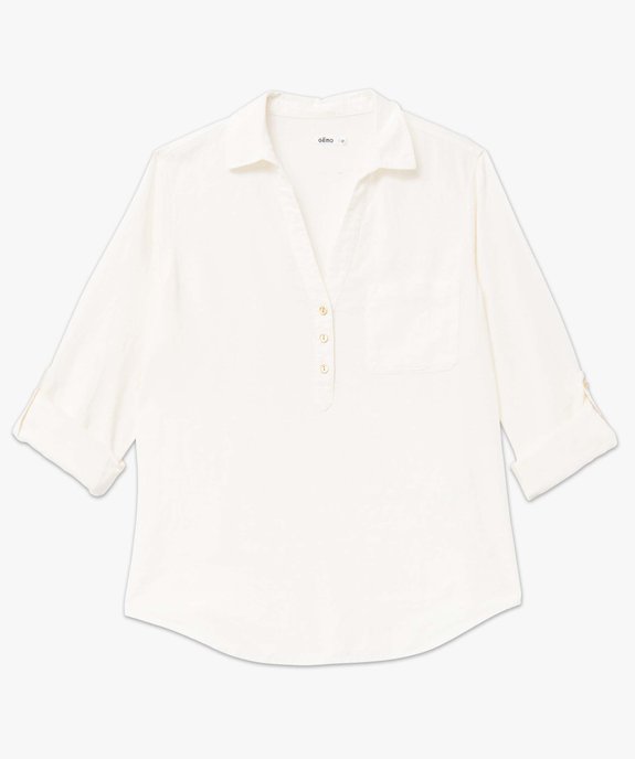 Chemise femme avec col boutonné contenant du lin vue4 - GEMO 4G FEMME - GEMO