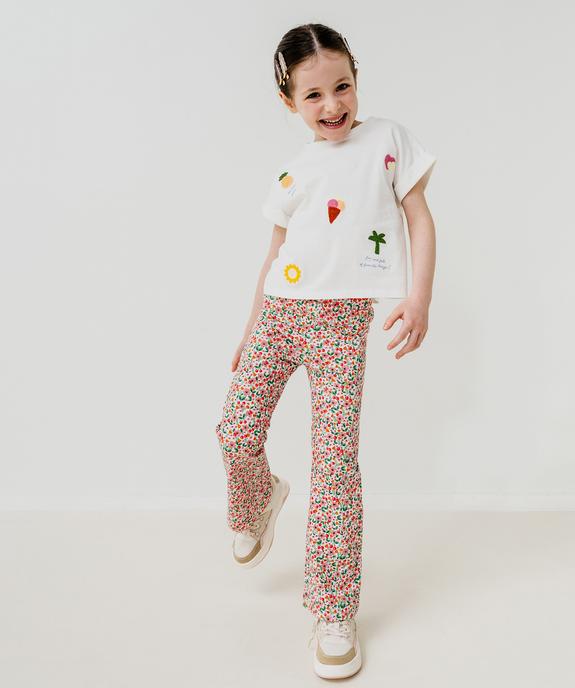 Tee-shirt manches courtes oversize à motifs brodés fille vue5 - GEMO 4G FILLE - GEMO