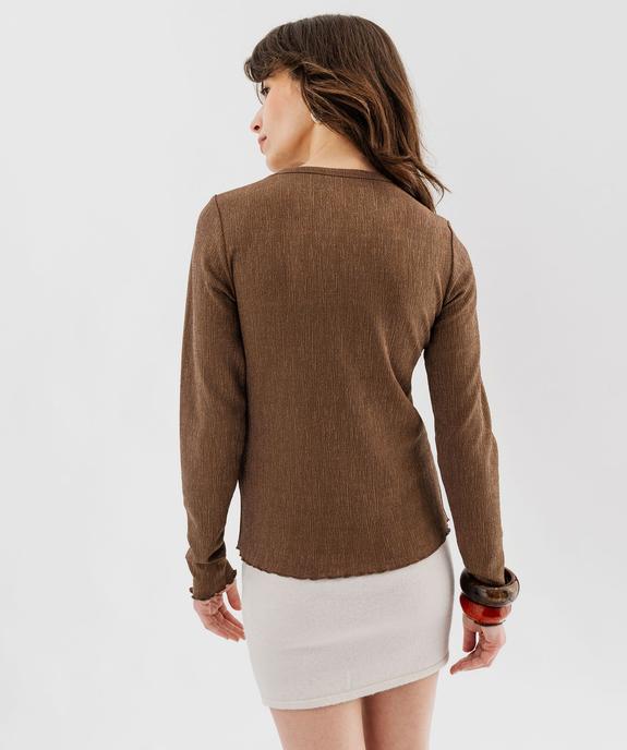 Tee-shirt manches longues en maille côtelée pailletée femme vue3 - GEMO(FEMME PAP) - GEMO