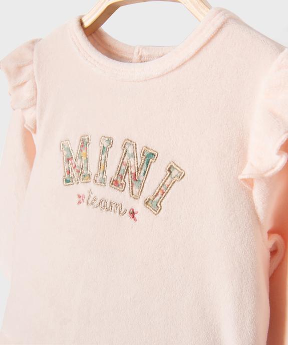Pyjama dors-bien en velours à motifs fleuris bébé fille vue2 - GEMO 4G BEBE - GEMO
