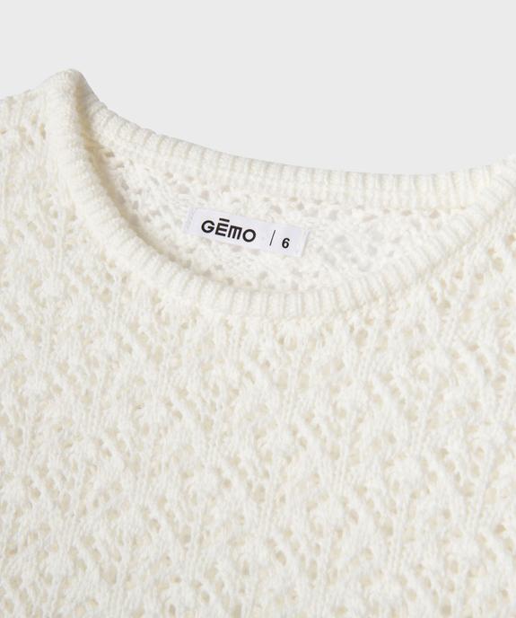Pull en maille ajourée avec finitions dentelées fille vue3 - GEMO (ENFANT) - GEMO