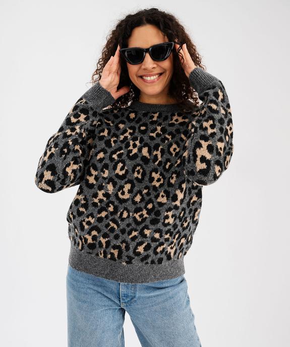 Pull à motif léopard femme vue1 - GEMO(FEMME PAP) - GEMO