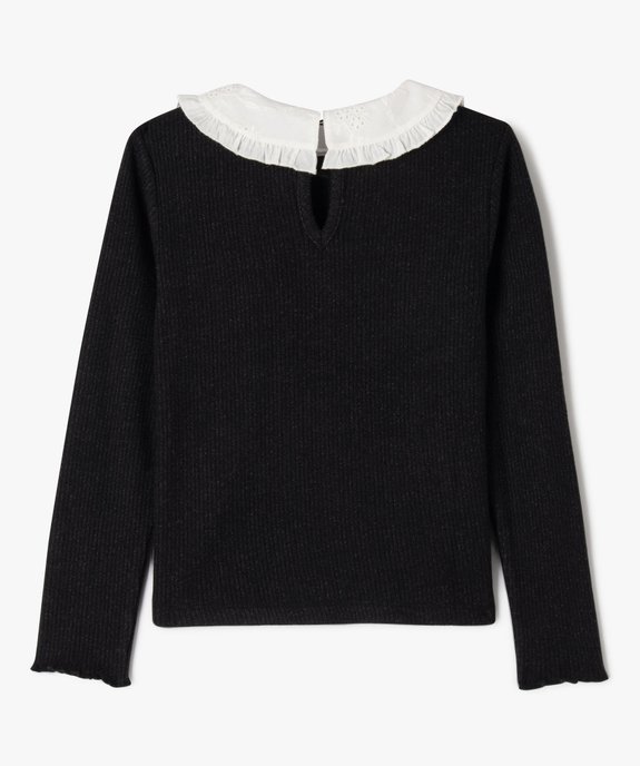 Pull en maille côtelée avec col Claudine brodé fille vue4 - GEMO (ENFANT) - GEMO