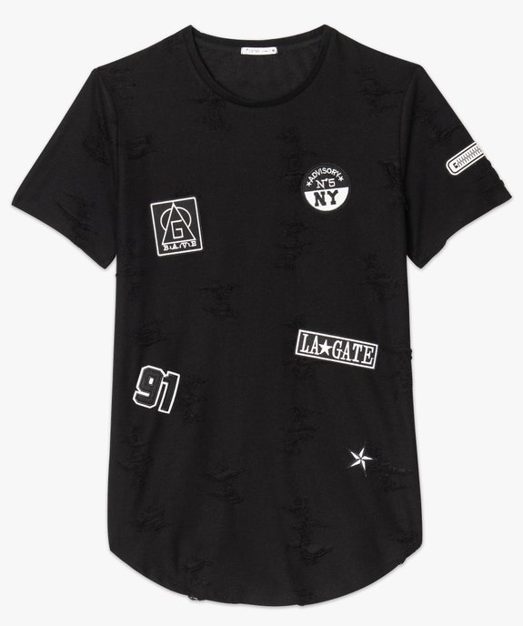 Tee-shirt à patchs effet destroy vue4 - GEMO (HOMME) - GEMO