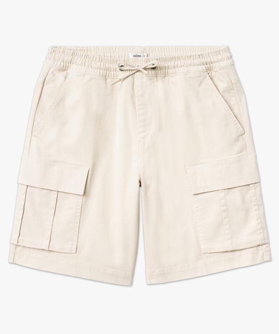 Bermuda cargo en coton stretch à taille élastiquée homme vue4 - GEMO (HOMME) - GEMO