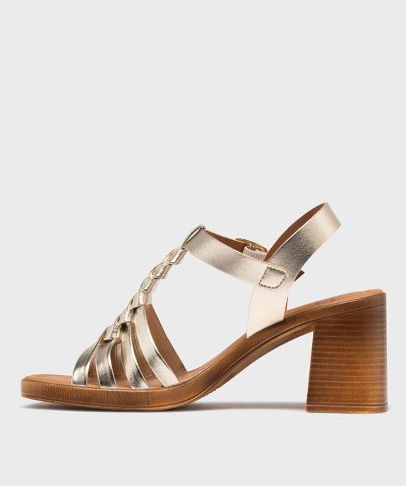 Sandales à talon flare et brides métallisées femme vue3 - FOLLOW ME - GEMO