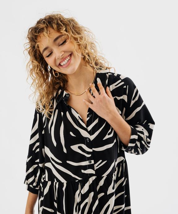 Robe à manches 3/4 imprimée en viscose femme  vue2 - GEMO 4G FEMME - GEMO