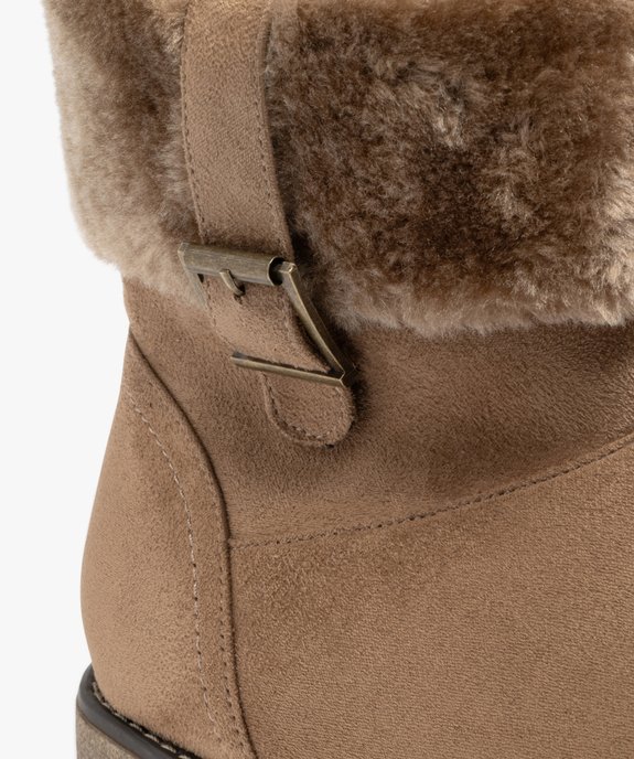 Boots fourrées femme à talon plat unies à col peluche vue6 - G'FLEX - GEMO