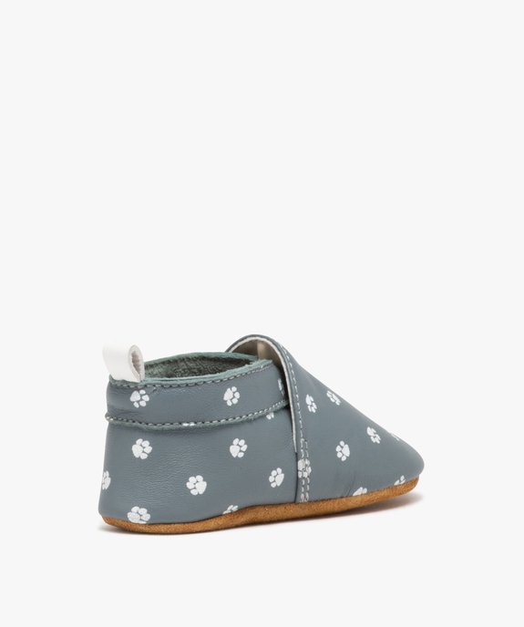 Chaussons bébé en cuir imprimé pattes de chat  vue4 - GEMO (ENFANT) - GEMO