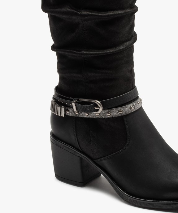 Bottes femme unies à talon large et brides fantaisie vue6 - GEMO(URBAIN) - GEMO