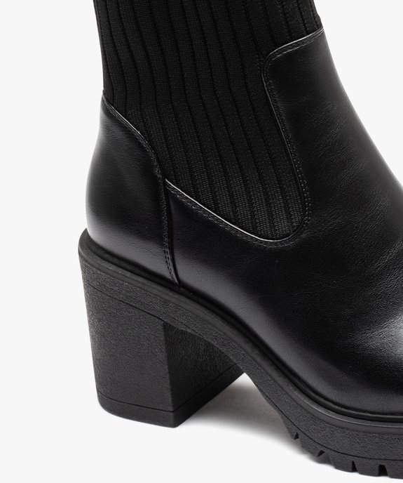 Boots femme unies à talon carré et col chaussette vue6 - GEMO(URBAIN) - GEMO