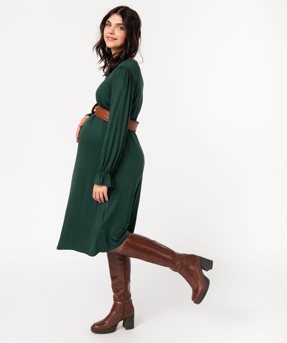 Robe de grossesse manches longues à col cache-cœur en jersey femme vue1 - GEMO (MATER) - GEMO
