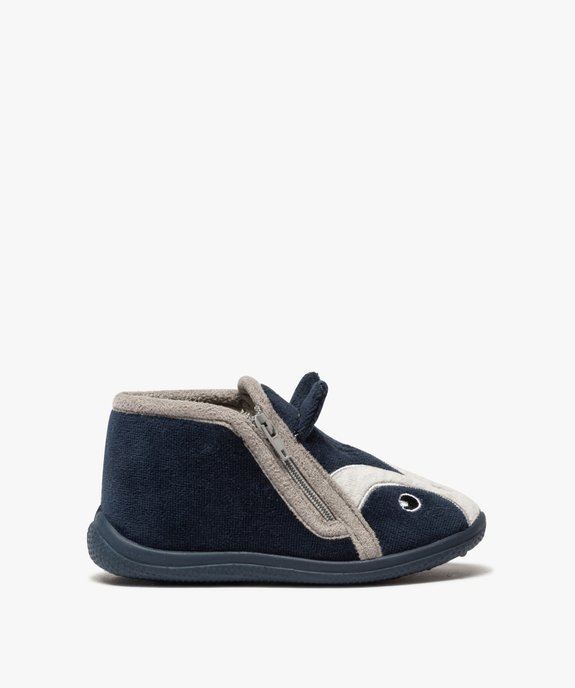 Chaussons bébé garçon bottillons velours avec tête de loup vue1 - GEMO 4G BEBE - GEMO