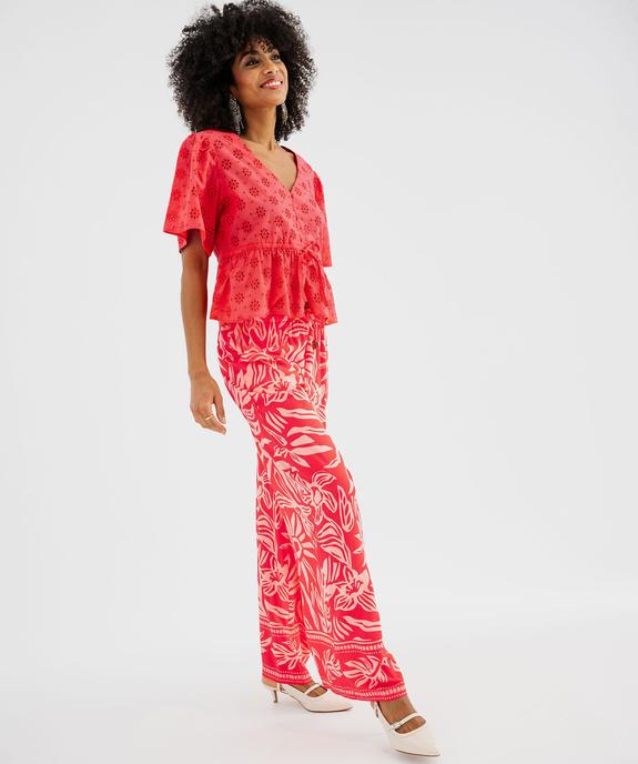 Pantalon large et fluide en viscose imprimée femme vue4 - GEMO 4G FEMME - GEMO