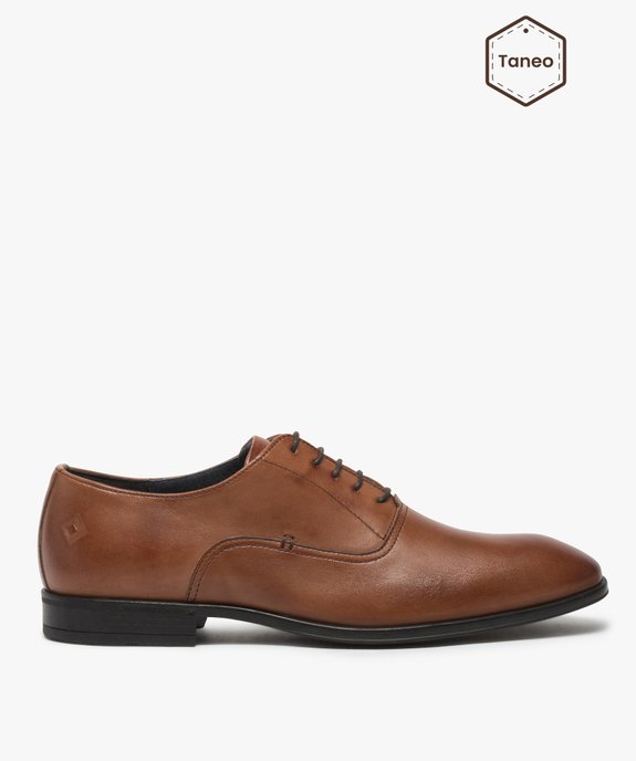 Richelieux homme unis dessus cuir lisse - Tanéo vue1 - TANEO - GEMO