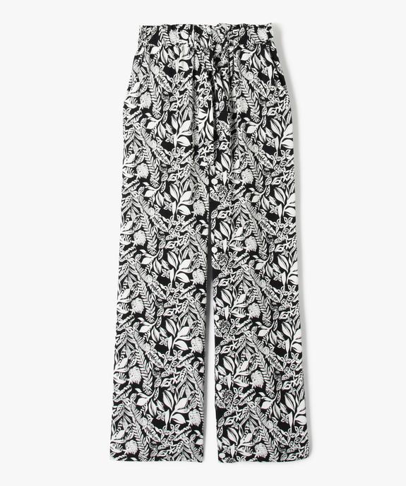 Pantalon fluide à motif feuillage coupe large fille vue1 - GEMO 4G FILLE - GEMO