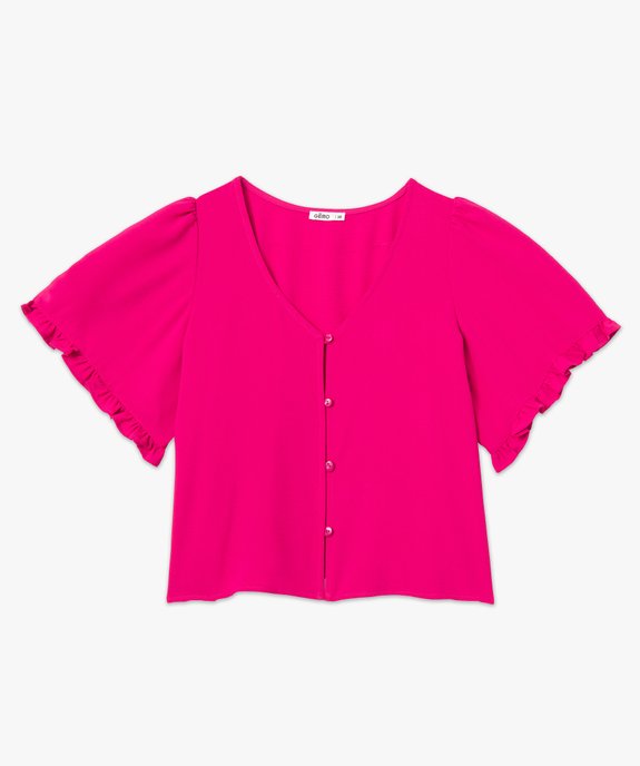 Blouse femme à manches courtes coupe à volants vue4 - GEMO(FEMME PAP) - GEMO