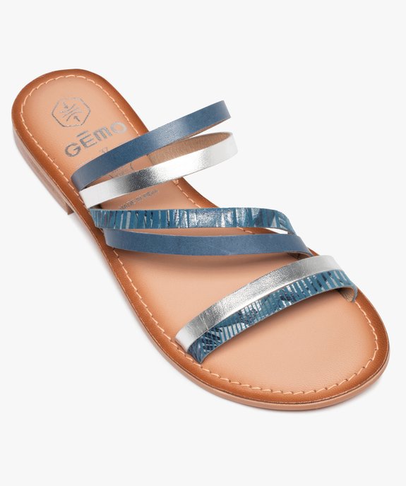 Mules femme à fines brides fantaisie en cuir vue5 - GEMO (CASUAL) - GEMO