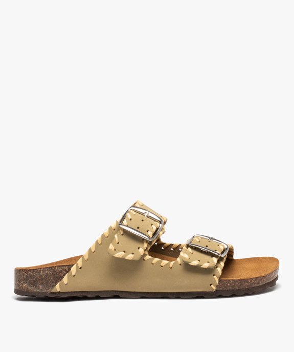 Mules femme unie en cuir velours à double brides vue1 - GEMO (CASUAL) - GEMO